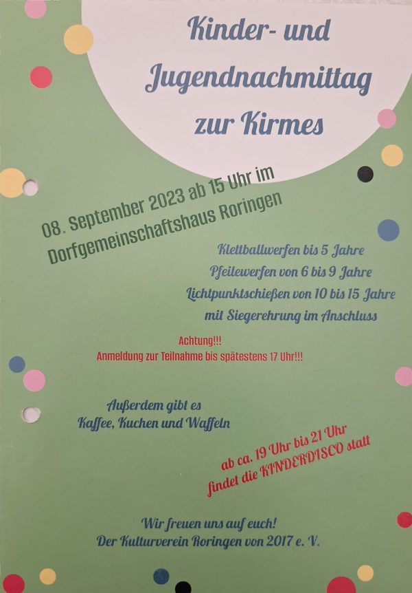 Kinder- & Jugendnachmittag Kirmes Roringen 2023